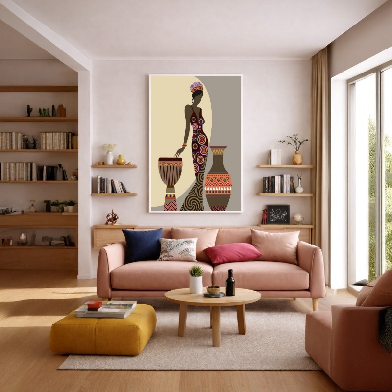 Quadro Canvas Desenho Africana Étnico Tambor