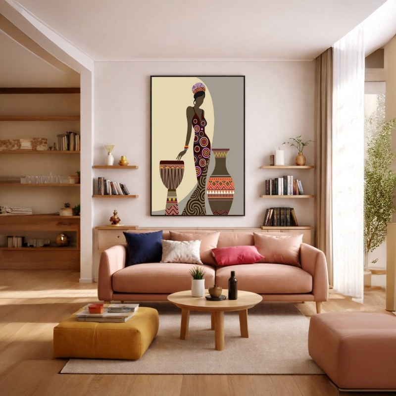 Quadro Canvas Desenho Africana Étnico Tambor