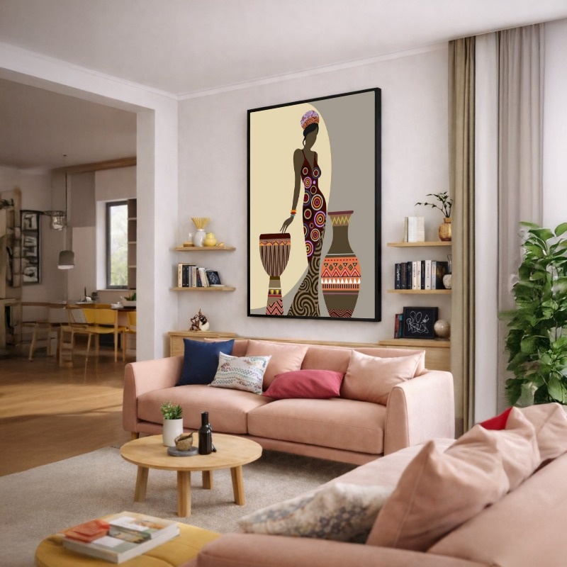 Quadro Canvas Desenho Africana Étnico Tambor