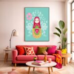 Quadro Canvas Desenho Boneca Matrioska Rosa