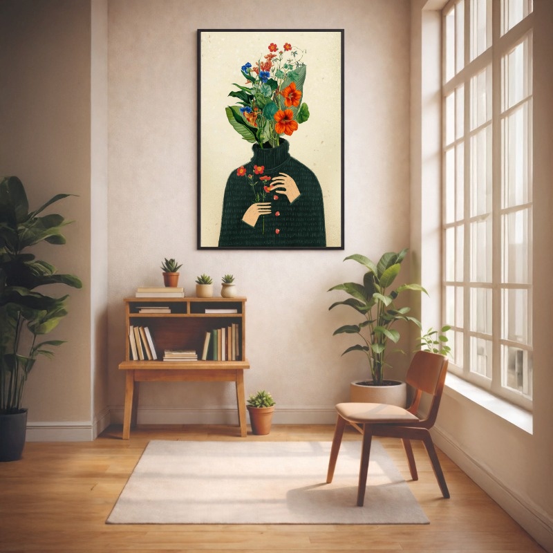 Quadro Canvas Desenho Flores no Moletom