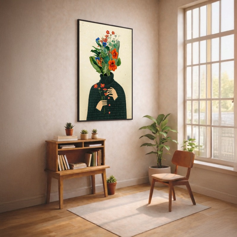 Quadro Canvas Desenho Flores no Moletom