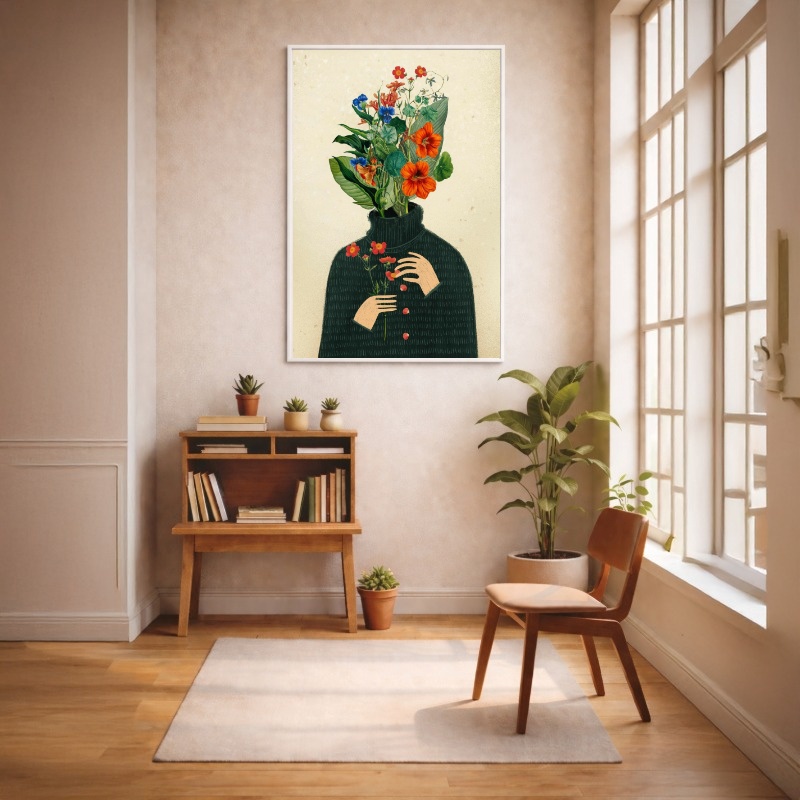 Quadro Canvas Desenho Flores no Moletom