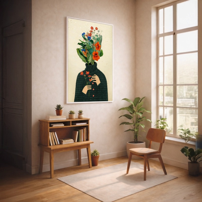 Quadro Canvas Desenho Flores no Moletom