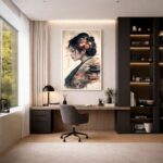 Quadro Canvas Desenho Gueixa Oriental