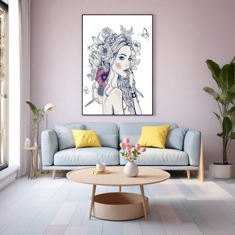 Quadro Canvas Desenho Menina Florida