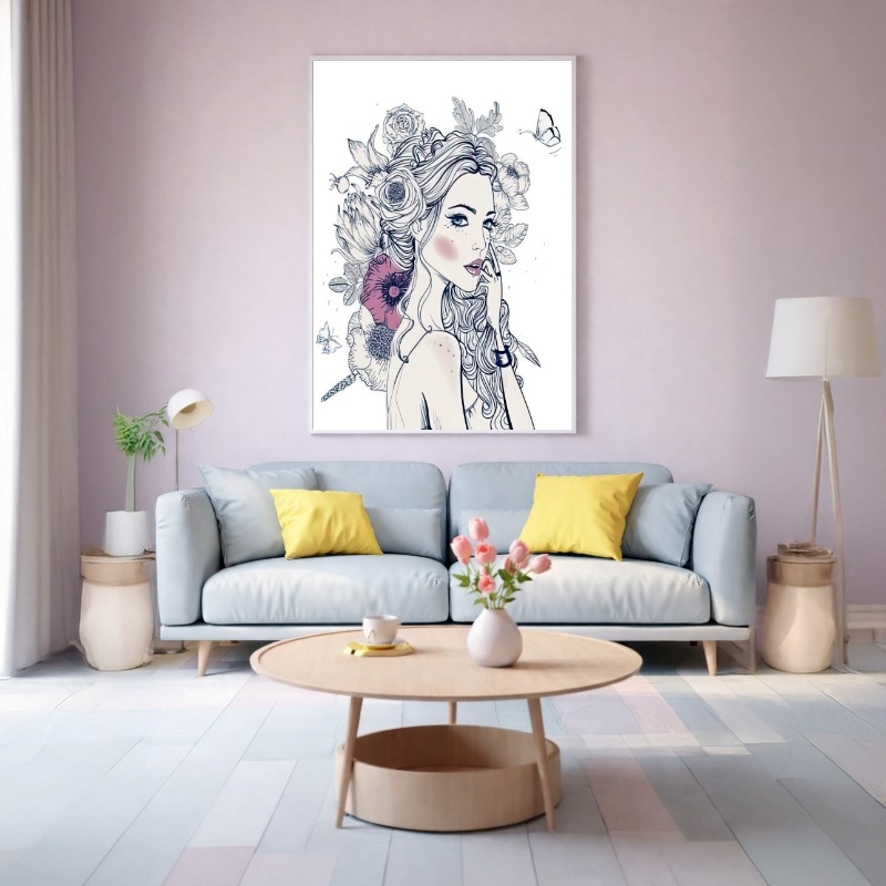 Quadro Canvas Desenho Menina Florida