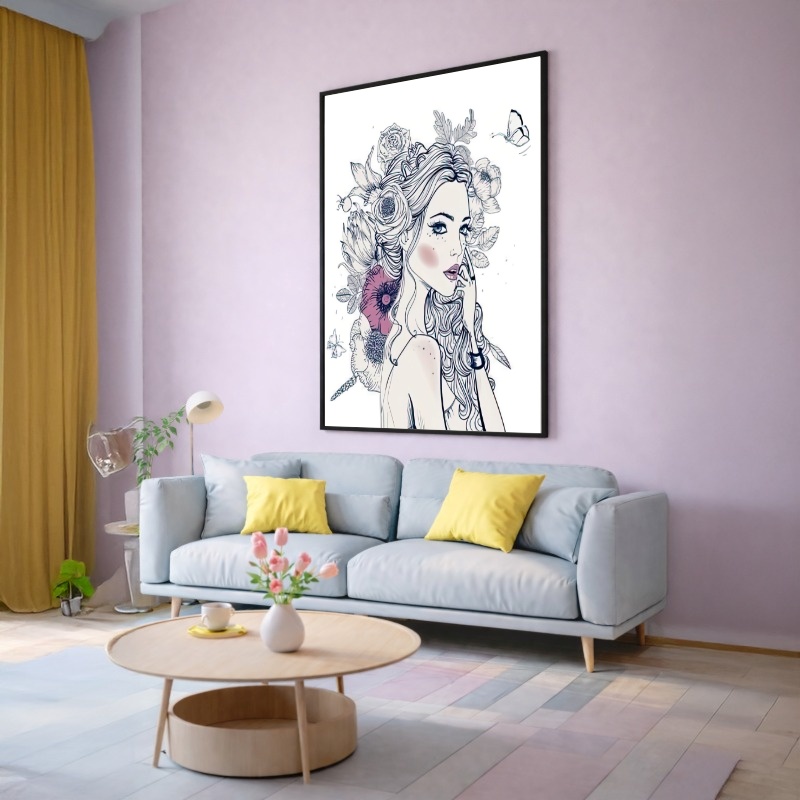 Quadro Canvas Desenho Menina Florida