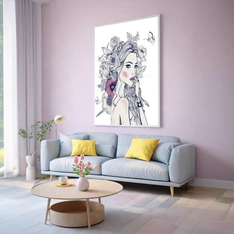 Quadro Canvas Desenho Menina Florida