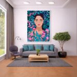 Quadro Canvas Desenho Menina e as Flores