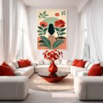 Quadro Canvas Desenho Mulher Flores Rosado