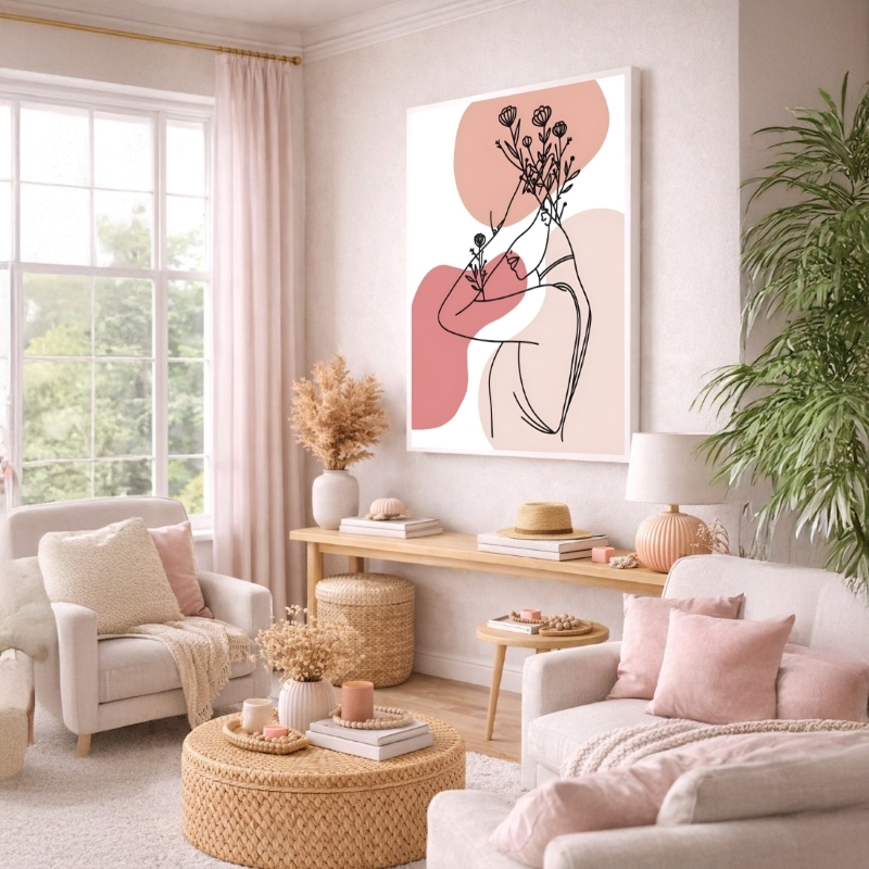 Quadro Canvas Desenho Mulher Florescendo