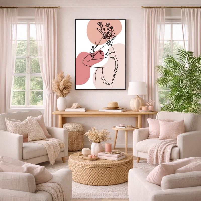 Quadro Canvas Desenho Mulher Florescendo