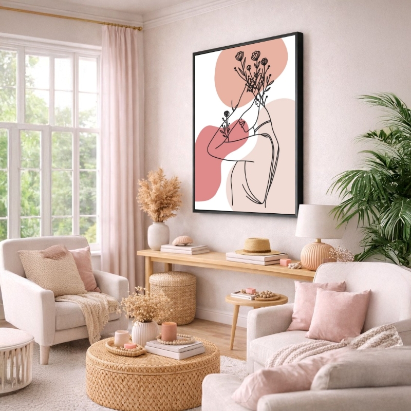 Quadro Canvas Desenho Mulher Florescendo