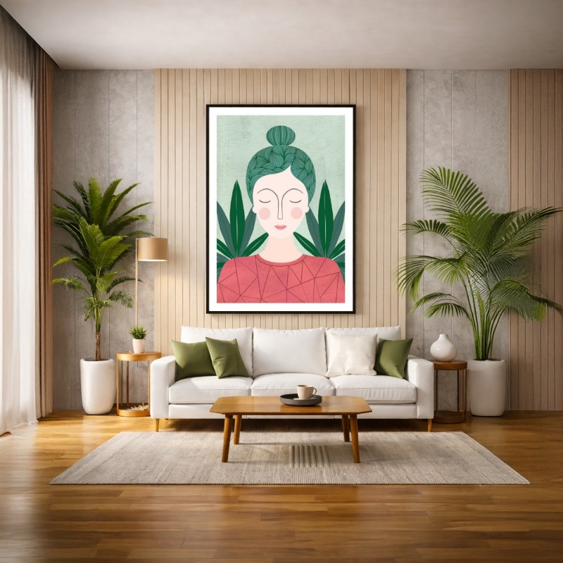 Quadro Canvas Desenho Mulher de Rosa Singelo
