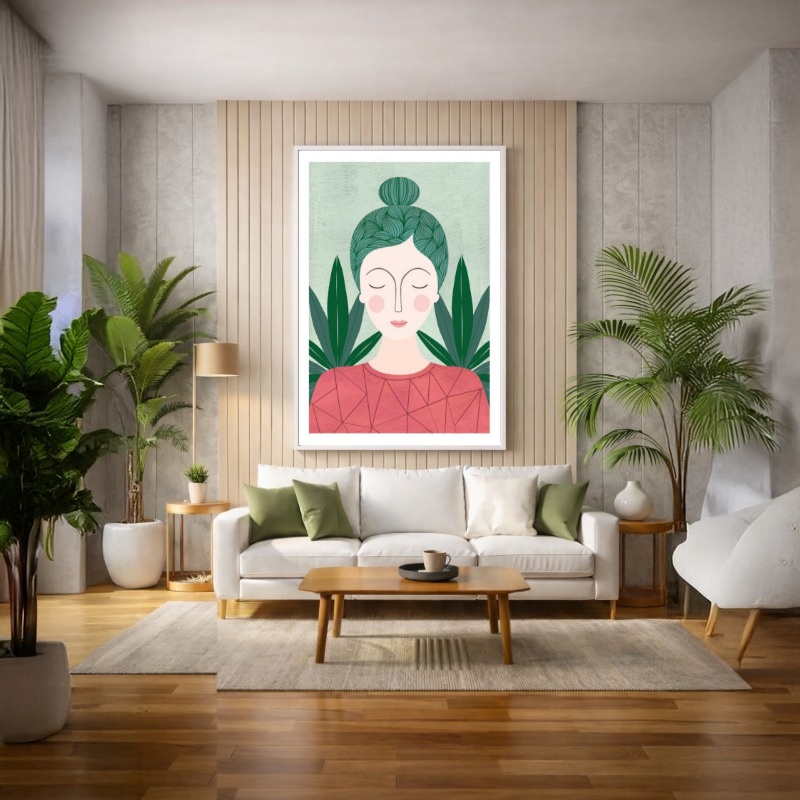 Quadro Canvas Desenho Mulher de Rosa Singelo
