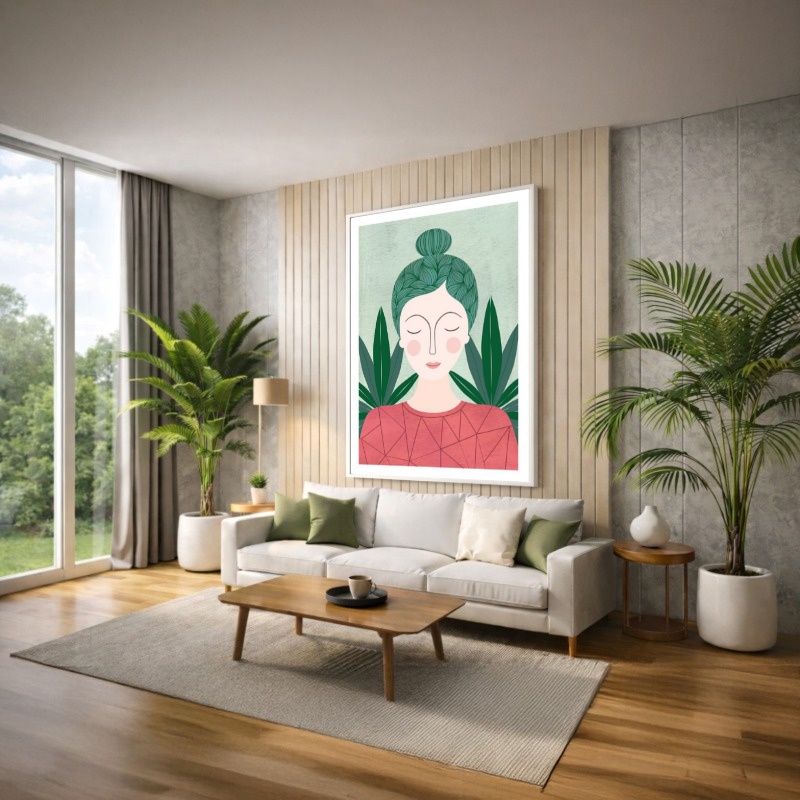 Quadro Canvas Desenho Mulher de Rosa Singelo
