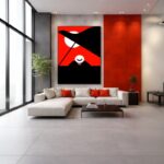 Quadro Canvas Desenho Pianista Música Vermelho