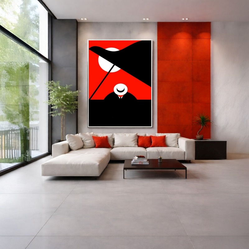 Quadro Canvas Desenho Pianista Música Vermelho