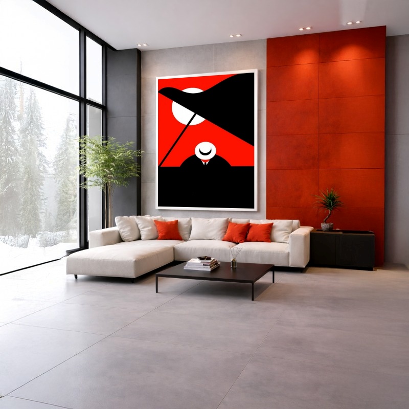 Quadro Canvas Desenho Pianista Música Vermelho