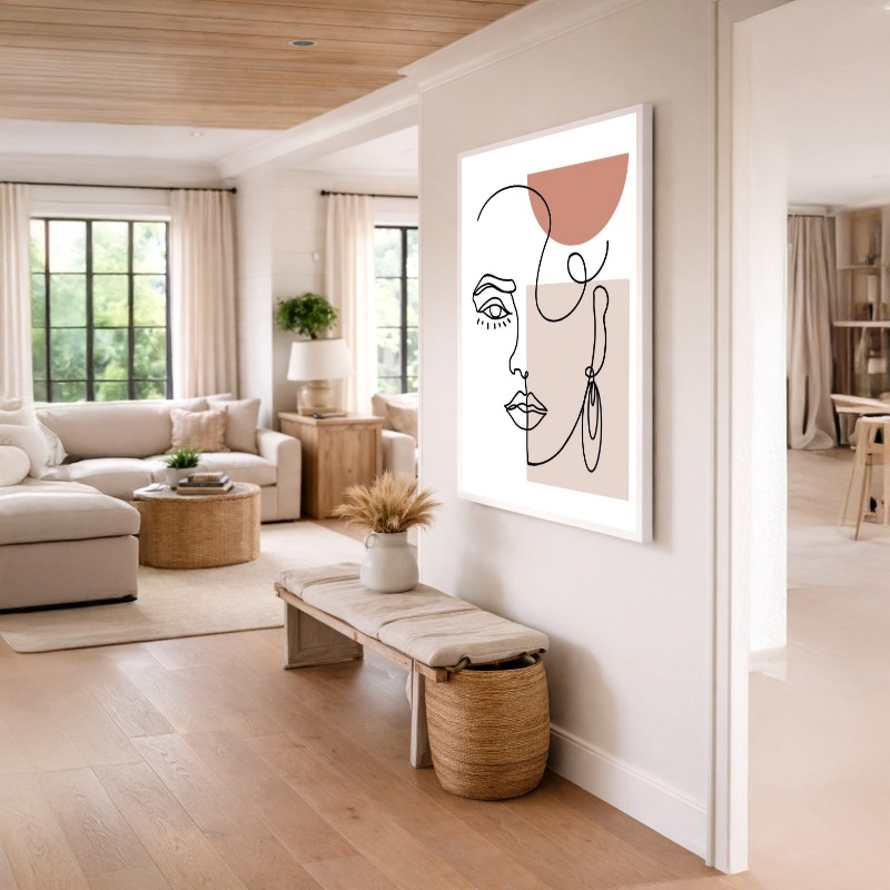 Quadro Canvas Desenho Traços Rosto Feminino