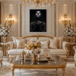Quadro Canvas Divino Luxo Dourado Preto Mulher
