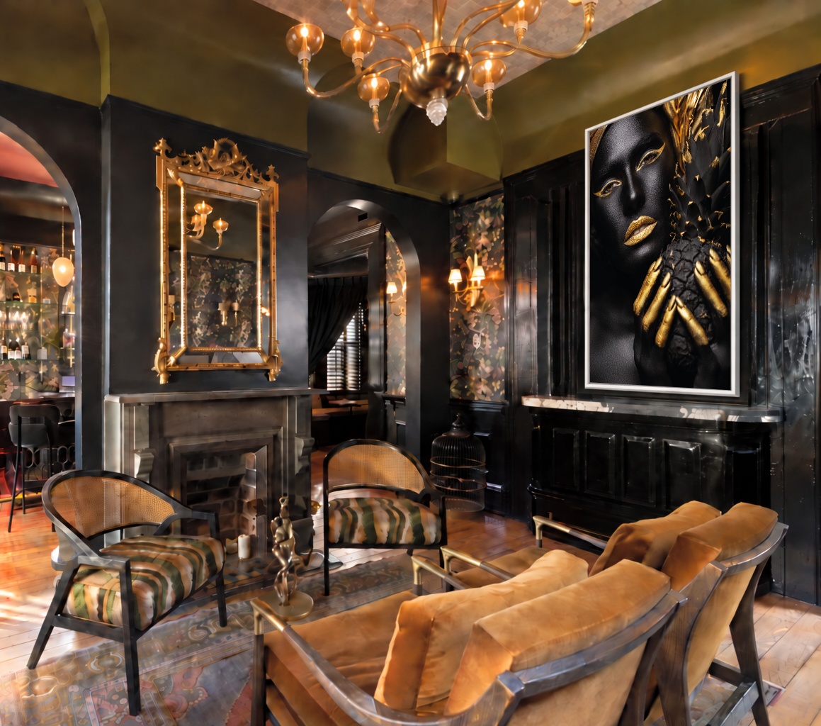 Quadro Canvas Dourado Riqueza Abacaxi Preto