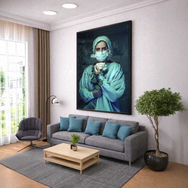 Quadro Canvas Enfermeira com Rosa Medicina