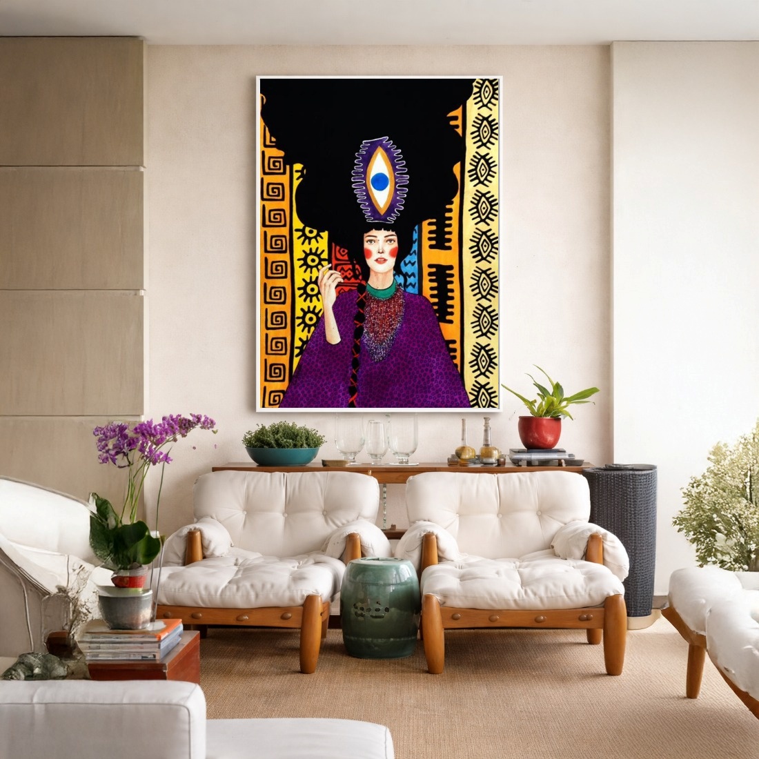 Quadro Canvas Estampa Étnica Colorido Mulher