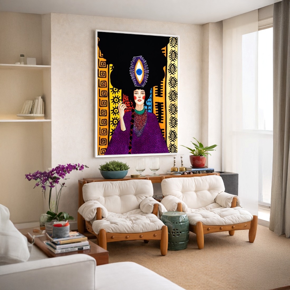 Quadro Canvas Estampa Étnica Colorido Mulher