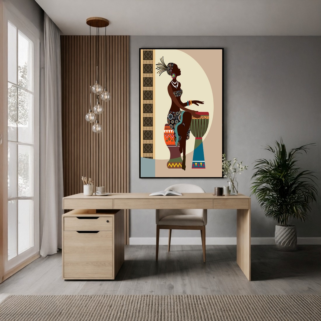 Quadro Canvas Étnico Africana Tambor Desenho