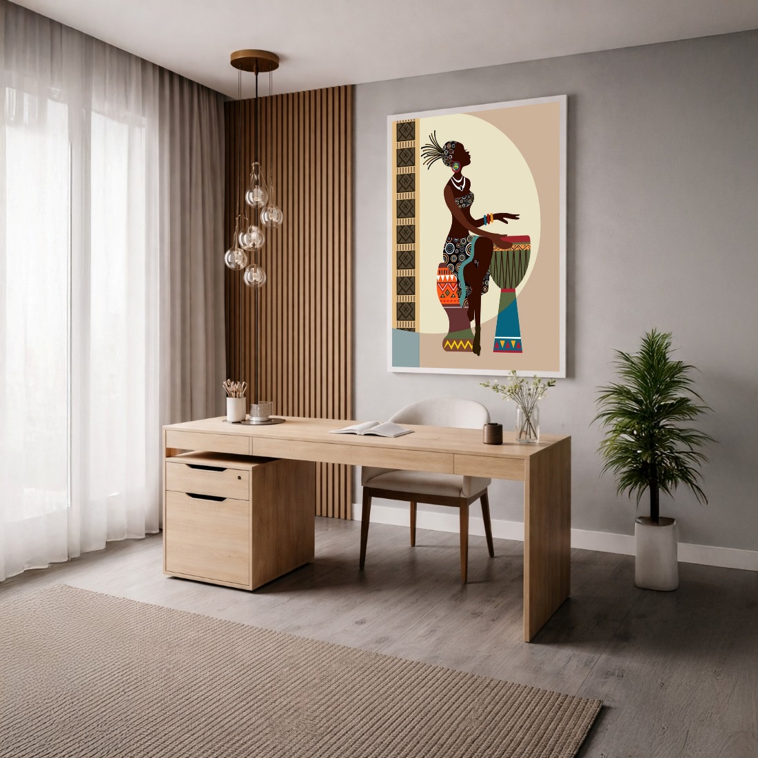 Quadro Canvas Étnico Africana Tambor Desenho