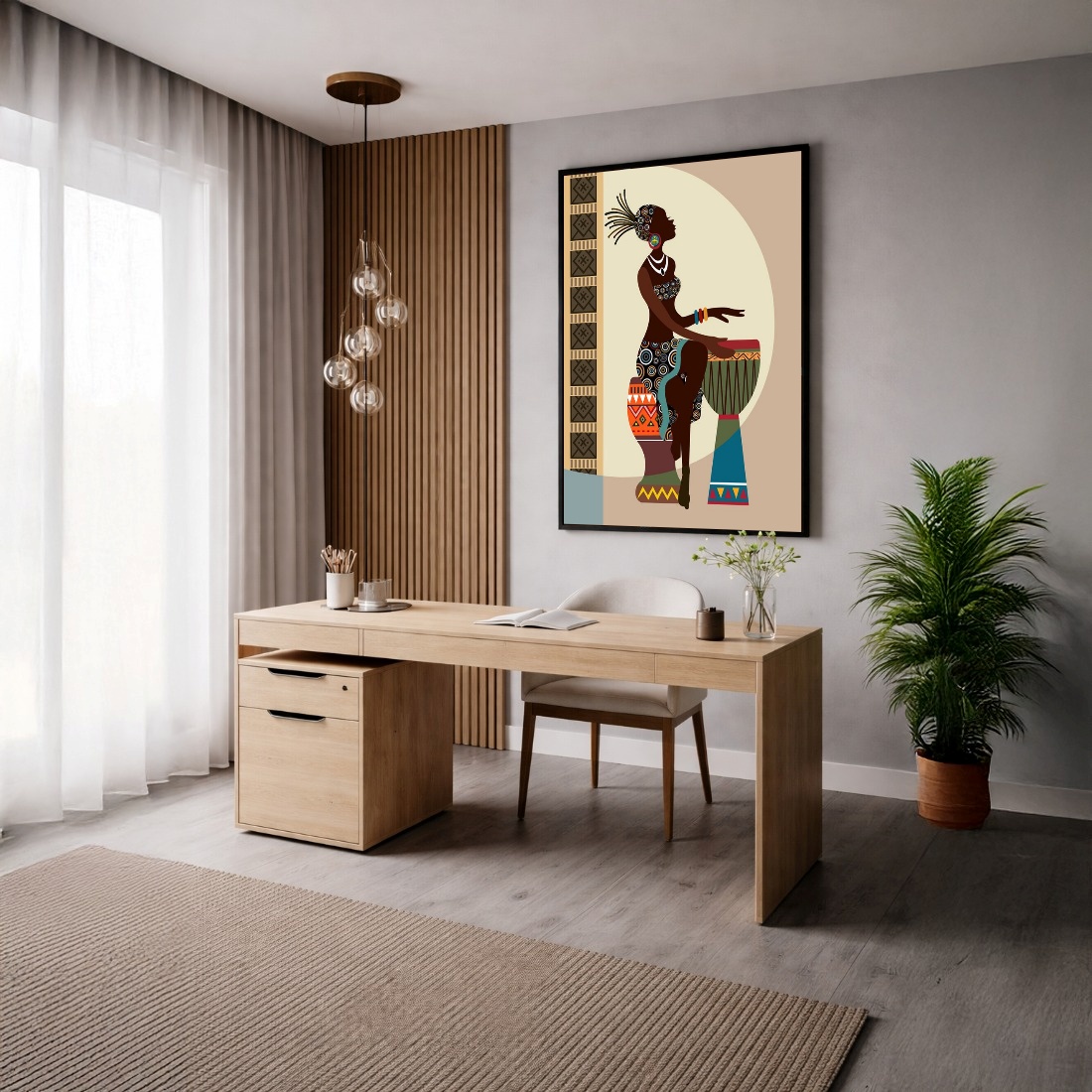 Quadro Canvas Étnico Africana Tambor Desenho