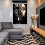 Quadro Canvas Face Rosto Mulher Dourado