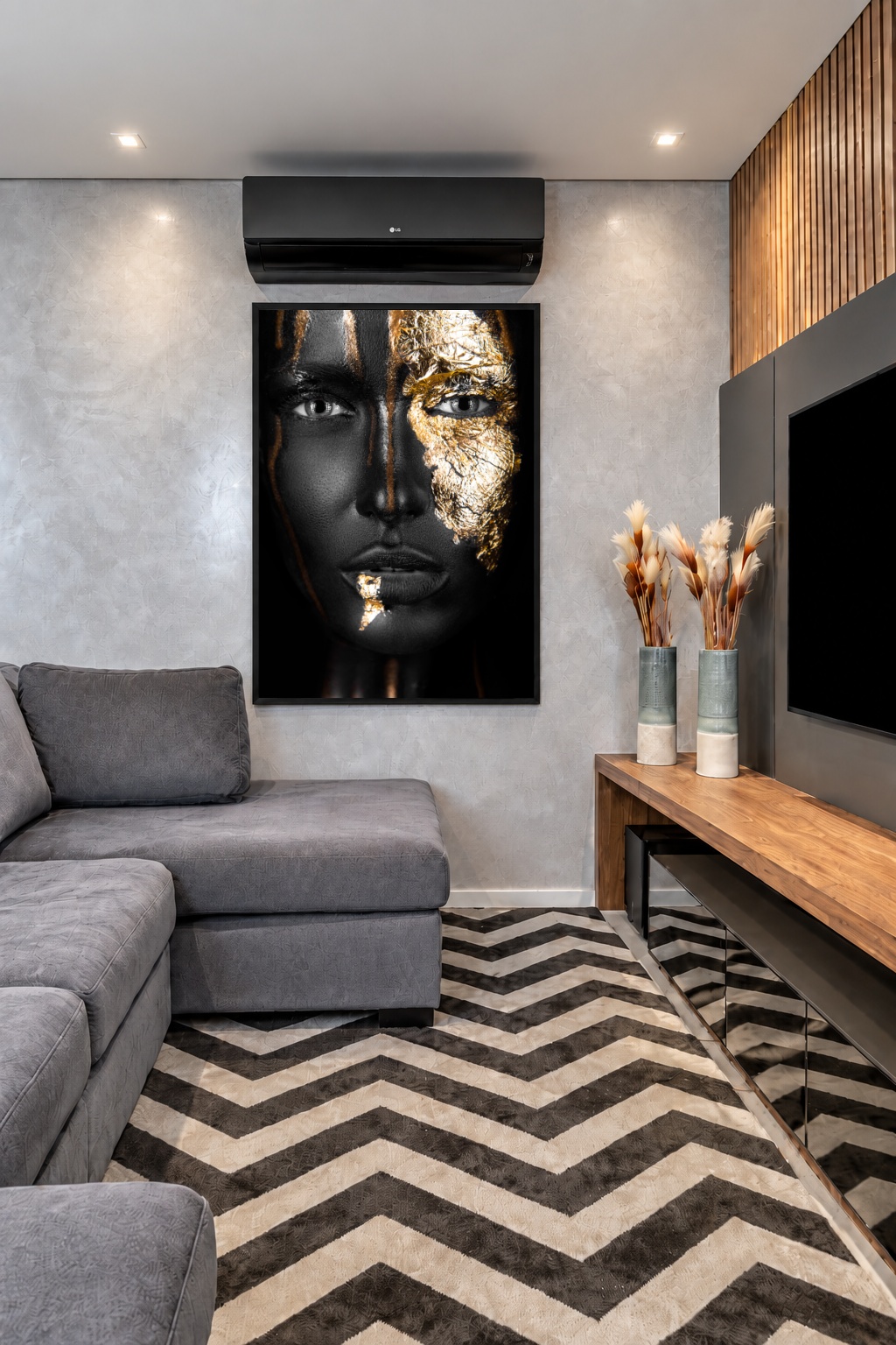 Quadro Canvas Face Rosto Mulher Dourado