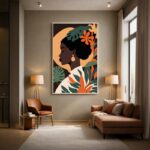 Quadro Canvas Feminino Tropical Colorido Desenho
