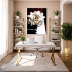 Quadro Canvas Flor Piano Notas Músicais