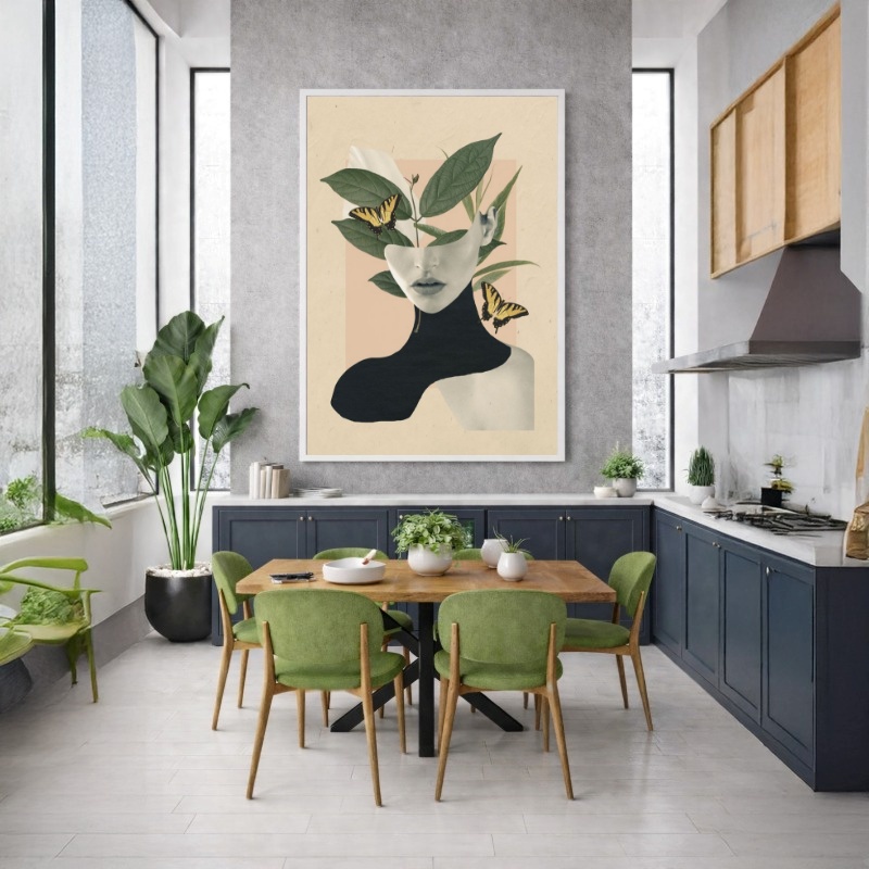 Quadro Canvas Flores Borboletas Mulher Colagem