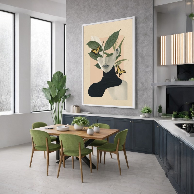 Quadro Canvas Flores Borboletas Mulher Colagem