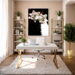 Quadro Canvas Flores Notas Músicais Piano