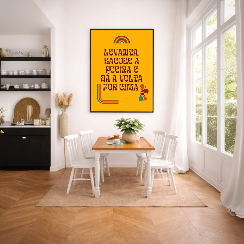 Quadro Canvas Frase Positiva Amarelo
