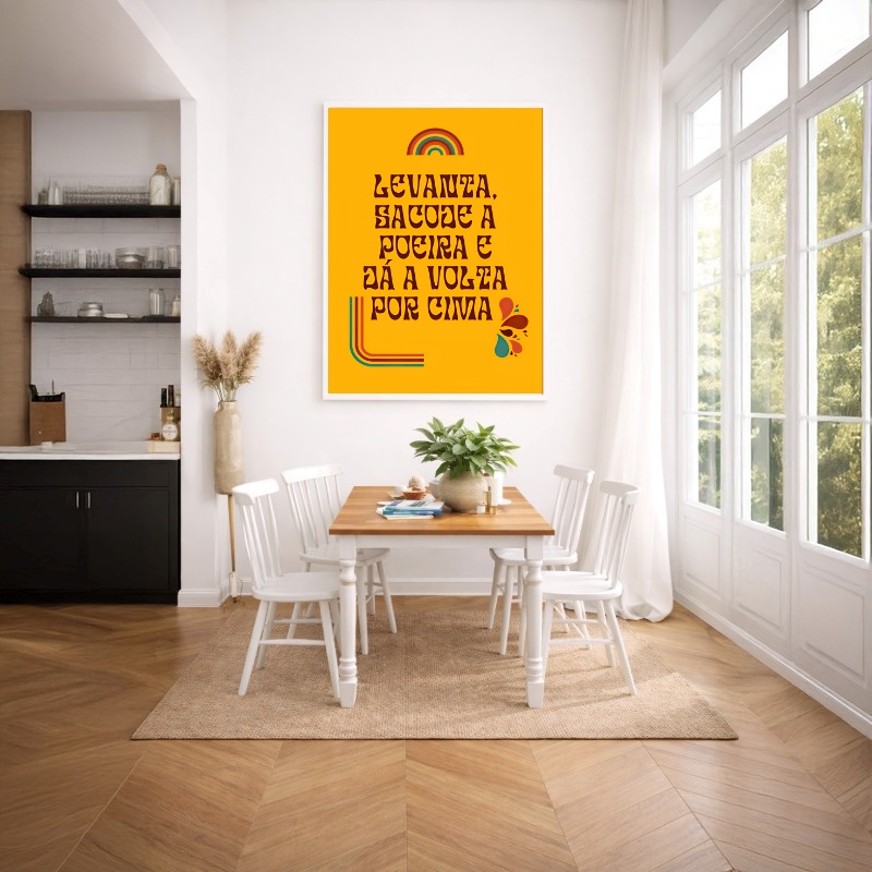 Quadro Canvas Frase Positiva Amarelo