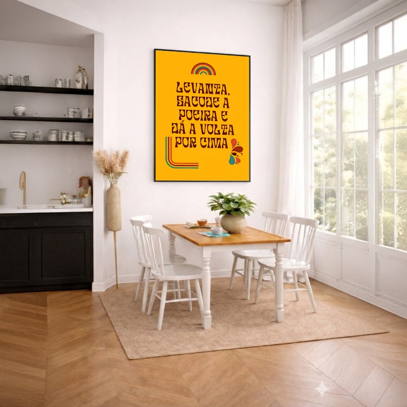 Quadro Canvas Frase Positiva Amarelo