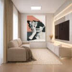 Quadro Canvas Geométrico Borboleta Mulher Cinza