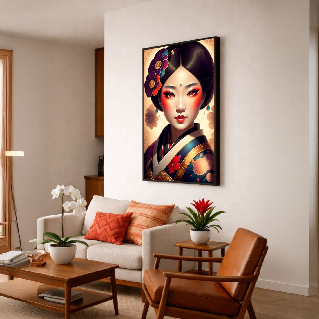 Quadro Canvas Gueixa Mulher Oriental