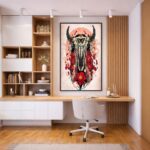 Quadro Canvas Ilustração Caveira Boi Místico
