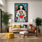 Quadro Canvas Ilustração Colorida Coração Florido