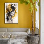 Quadro Canvas Ilustração Mulher Flores no Cabelo