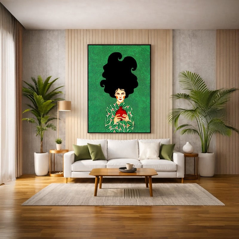 Quadro Canvas Ilustração Verde Mulher