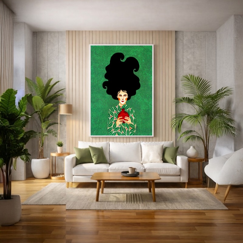 Quadro Canvas Ilustração Verde Mulher
